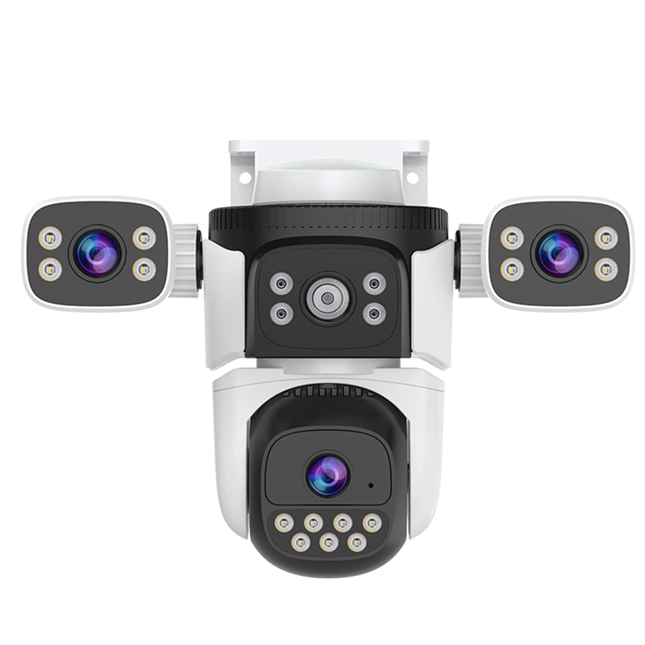 Cameră Supraveghere WiFi Vizzyo Ultra Defender, 12MP, 3 Camere În 1, Viziune Nocturnă Color, Acoperire Panoramică 360°, Detecție Mișcare & Urmărire Automată, Audio Bidirecțional, Control din aplicatie, IP66, HDR, ISP, SD 256GB