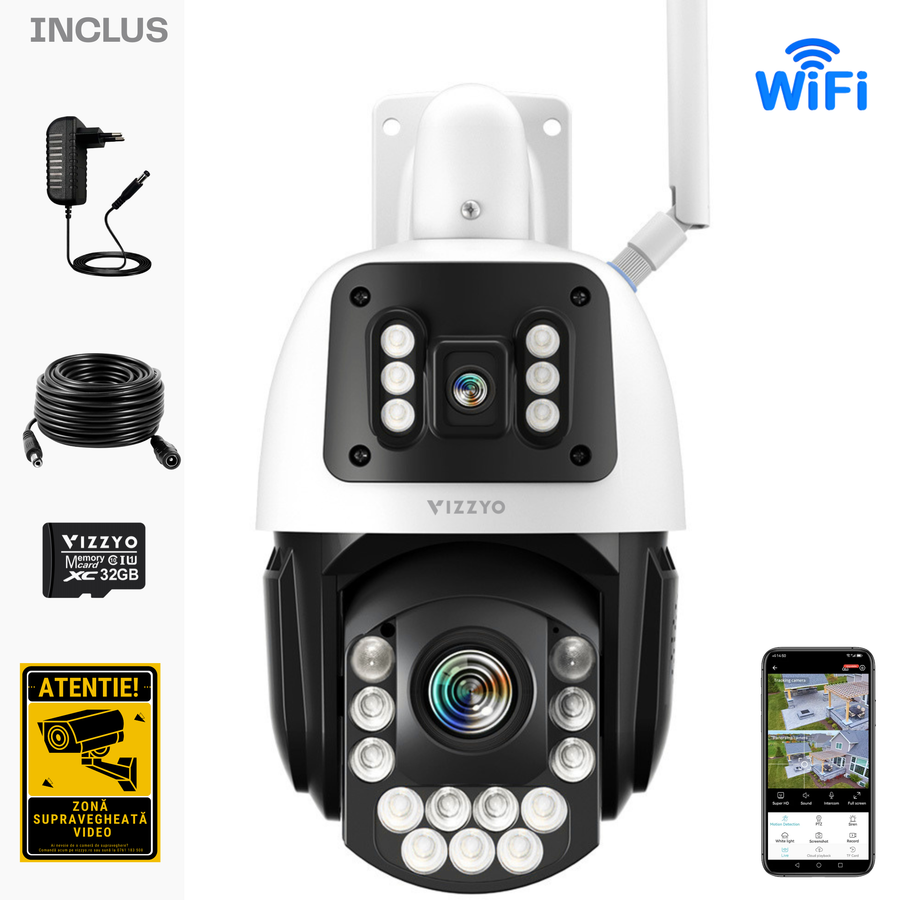 Cameră Supraveghere Dublă WiFi Vizzyo Eagle Pro