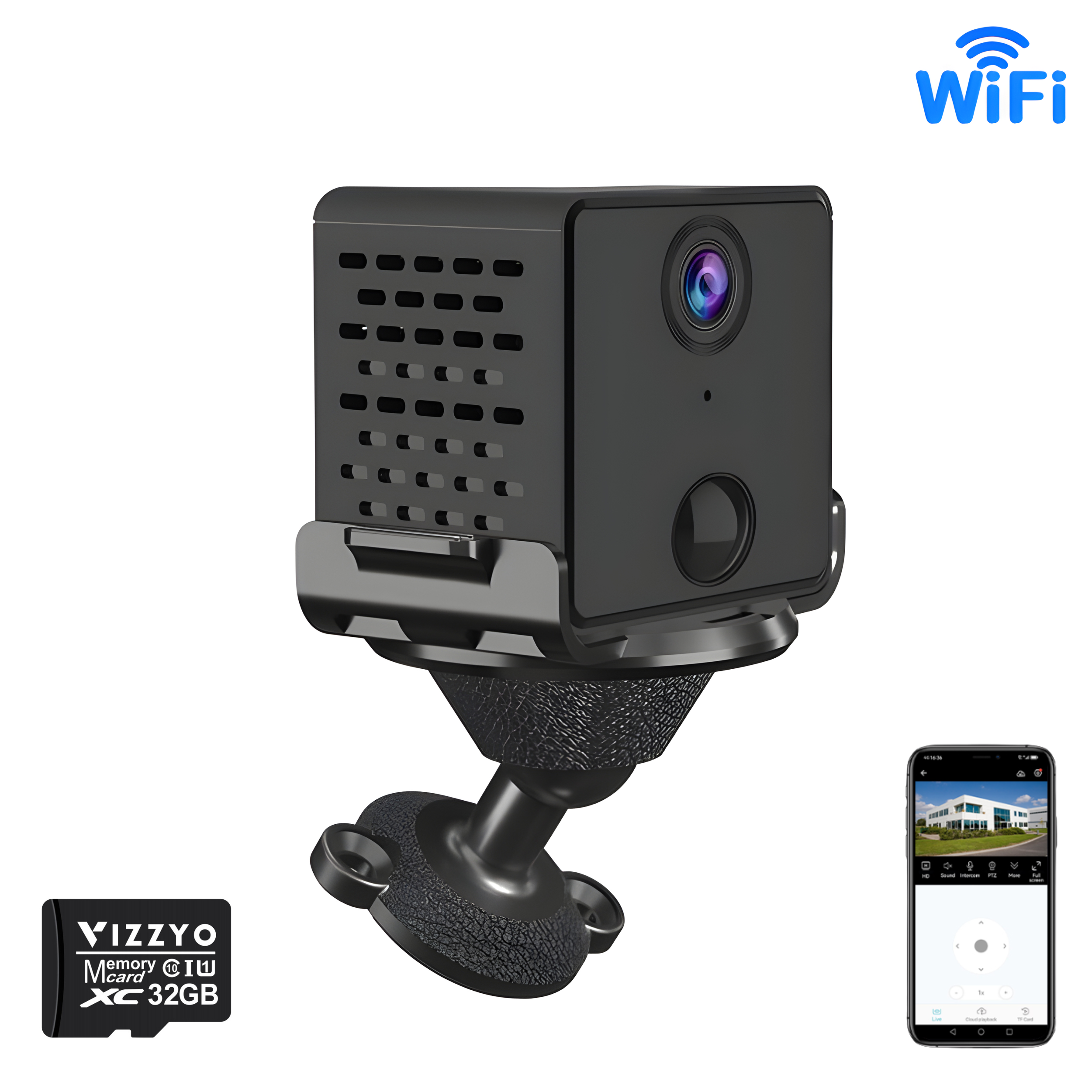 Mini Cameră WiFi Vizzyo Micro Ghost, Ultra-Compactă, 4MP, Baterie 1500mAh, Unghi 145°, Senzor PIR, Mod DV Inregistrare Locala & Hotspot, Detecție Persoane, Night Vision IR 940 nm Invizibil, Audio Bidirecțional, Cloud Gratuit, Aplicația O-KAM Pro, SD 256GB