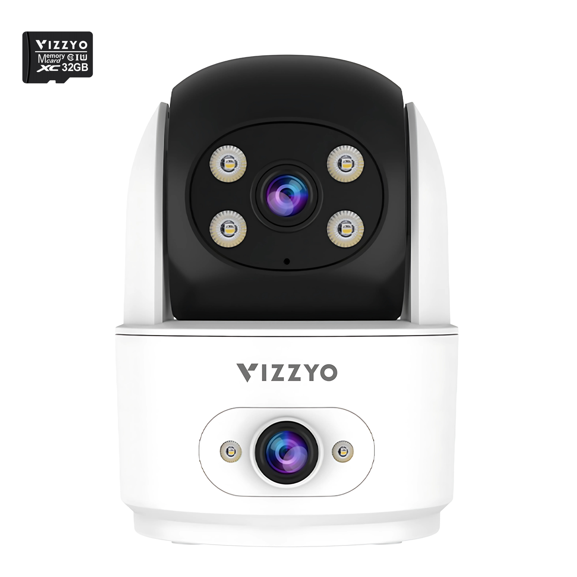 Cameră Supraveghere WiFi Vizzyo Dual Home Ranger, 8MP, 2 Camere În 1, Viziune Nocturnă Color, Acoperire Panoramică 360°, Detecție Mișcare & Urmărire Automată, Audio Bidirecțional, Control din aplicatie, HDR, ISP, SD 256GB