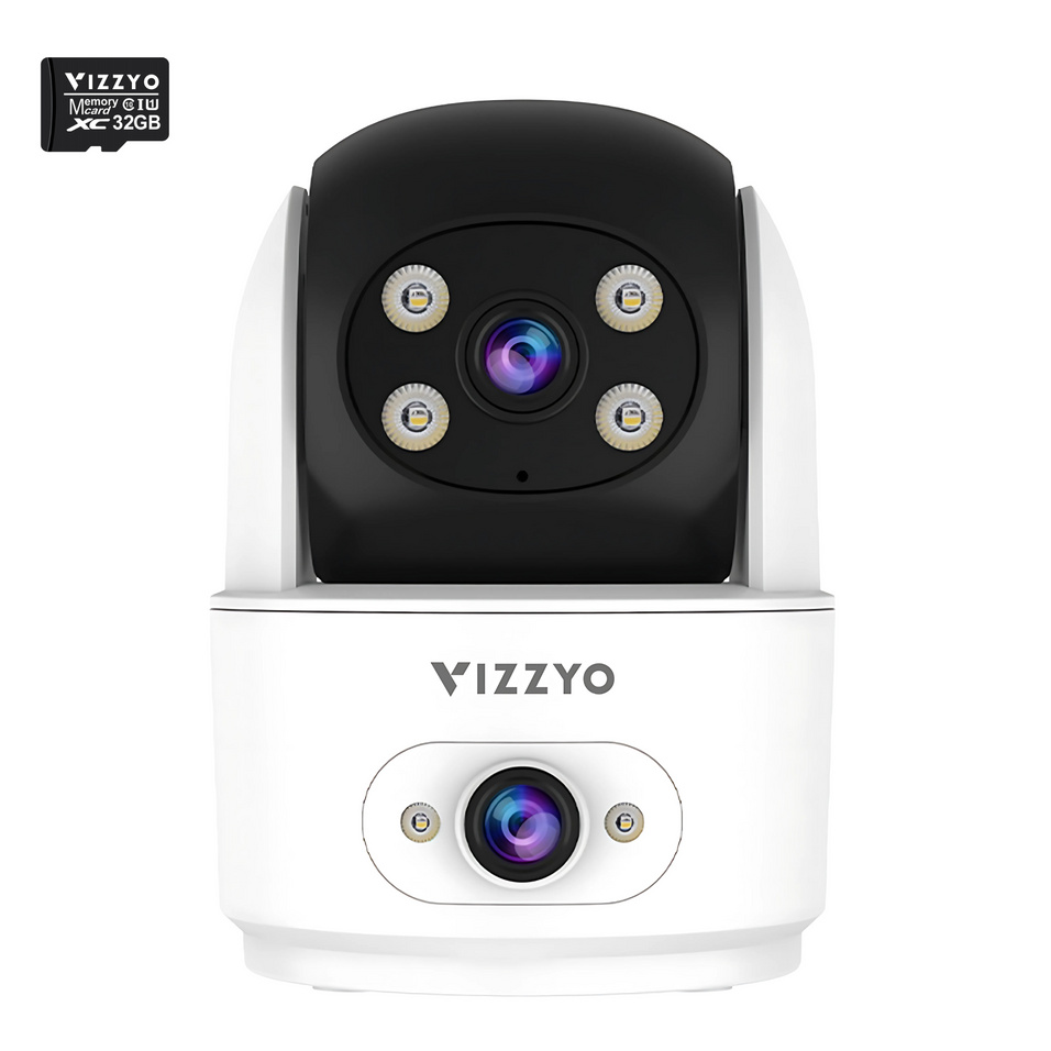 Cameră Supraveghere WiFi Vizzyo Dual Home Ranger, 8MP, 2 Camere În 1, Viziune Nocturnă Color, Acoperire Panoramică 360°, Detecție Mișcare & Urmărire Automată, Audio Bidirecțional, Control din aplicatie, HDR, ISP, SD 256GB