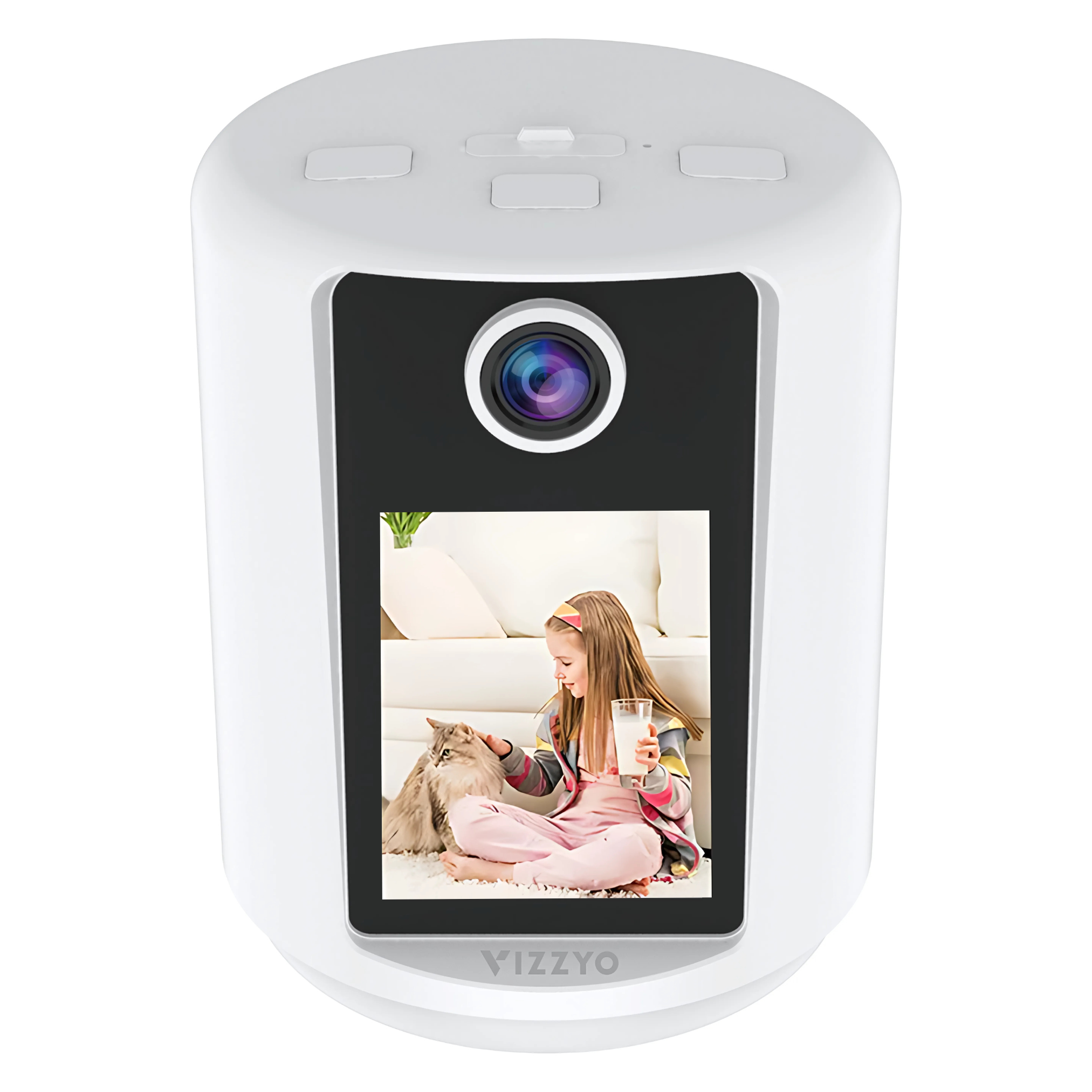 Cameră Video Call & Supraveghere WiFi Vizzyo Link, 5MP, Apel Video la Buton, Ecran Incorporat, Lumină de Veghe, Audio-Video Bidirecțional, Detecție Umană cu Smart Tracking, Control din Aplicație, ISP, HDR, SD 256GB
