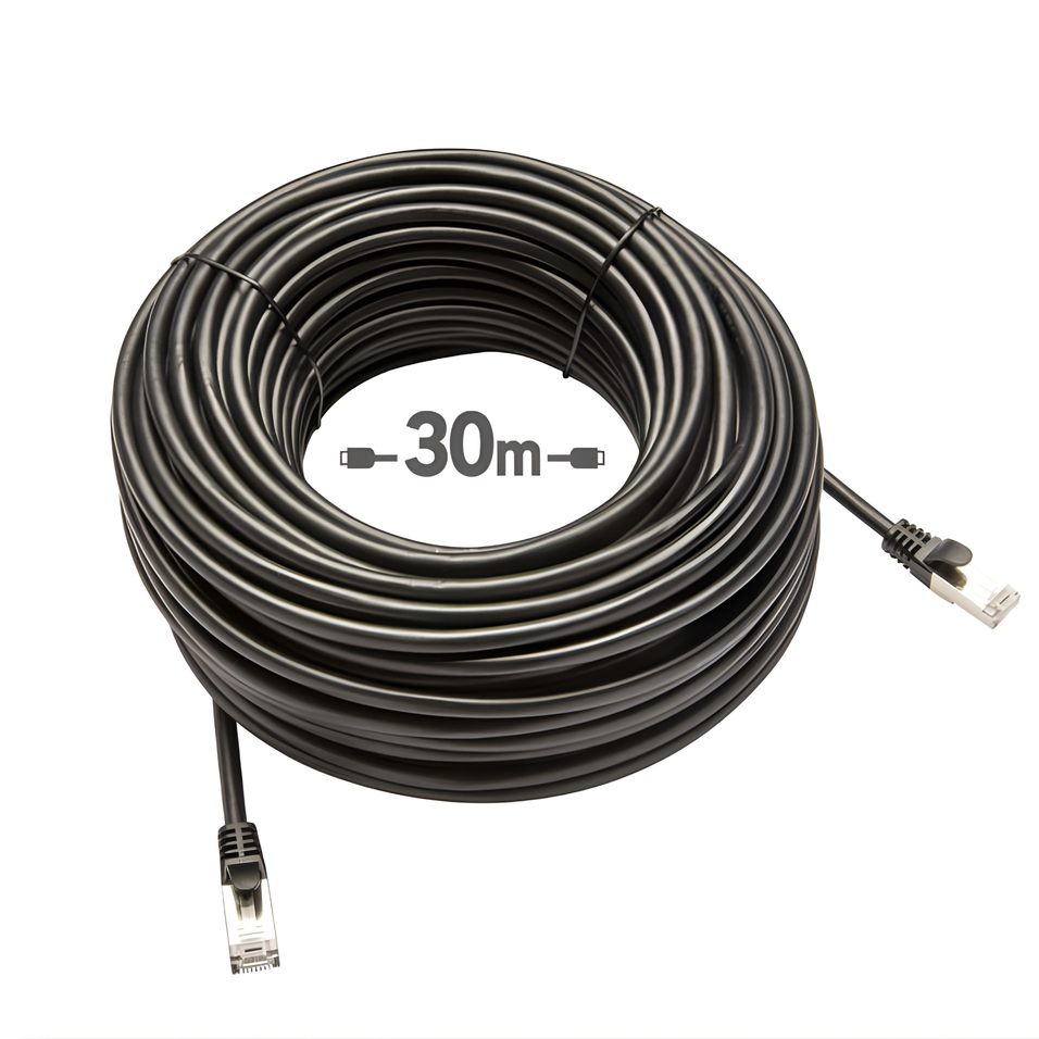 Cablu Internet UTP, 30 Metri, CAT6, RJ45, Mufat, PVC - Compatibil Camere Vizzyo