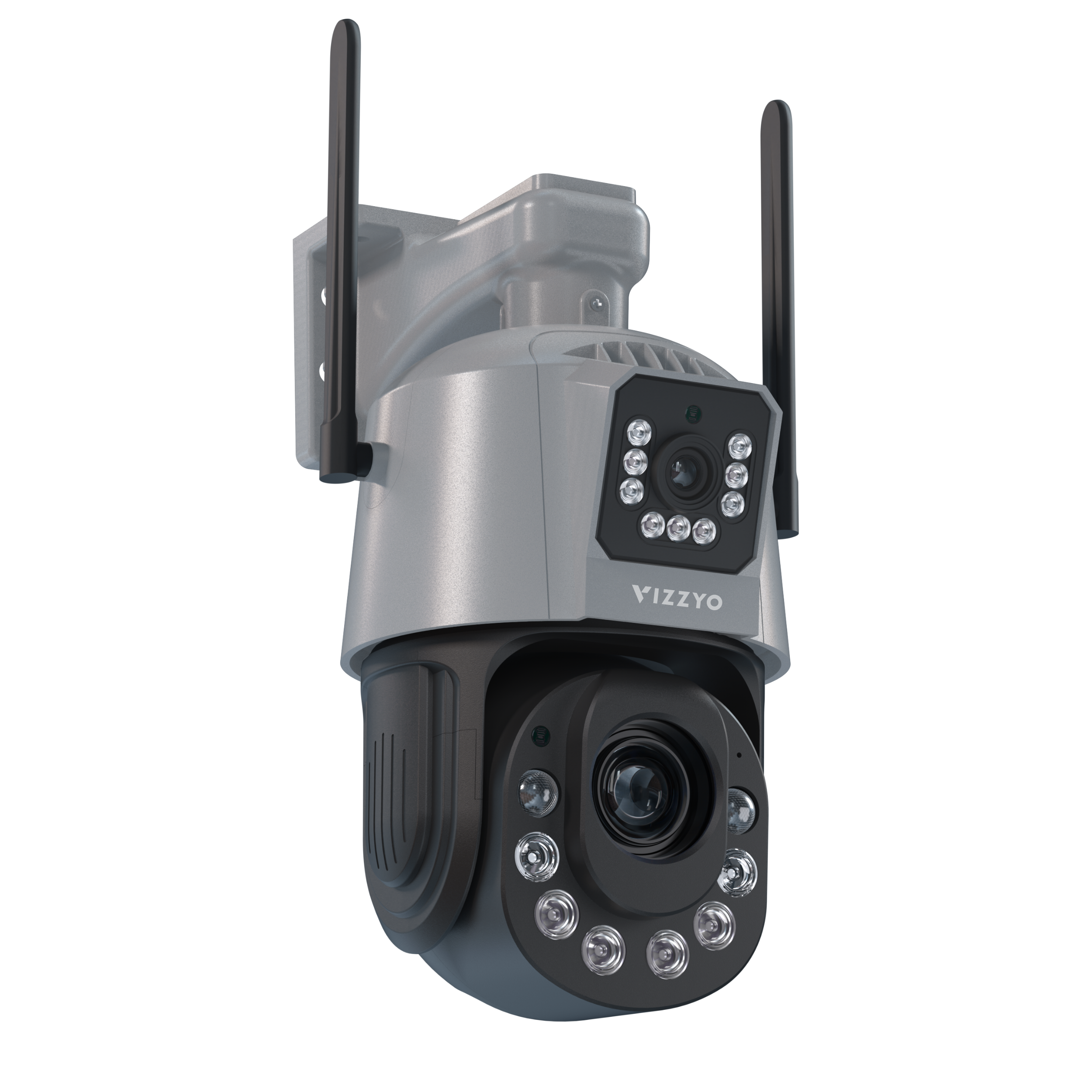 Cameră Supraveghere Dublă WiFi Vizzyo Striker Pro, 8MP, 2 Camere În 1, Zoom Optic 36X până la 500M, Mod Noapte Color & IR 120M, Detecție Persoane + Urmărire Automată, Audio Bidirecțional, Aplicatie iCsee, IP66, SD 128GB