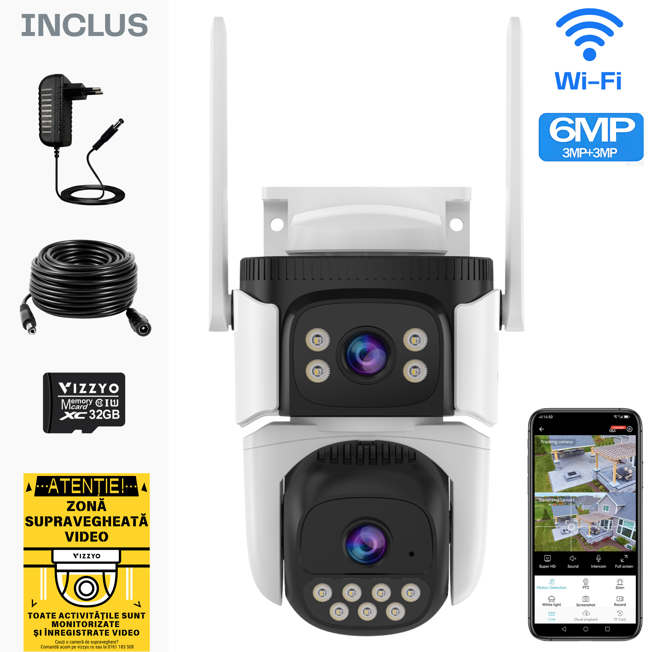 Camera Supraveghere WIFI Dubla - VIZZYO Dual Defender
