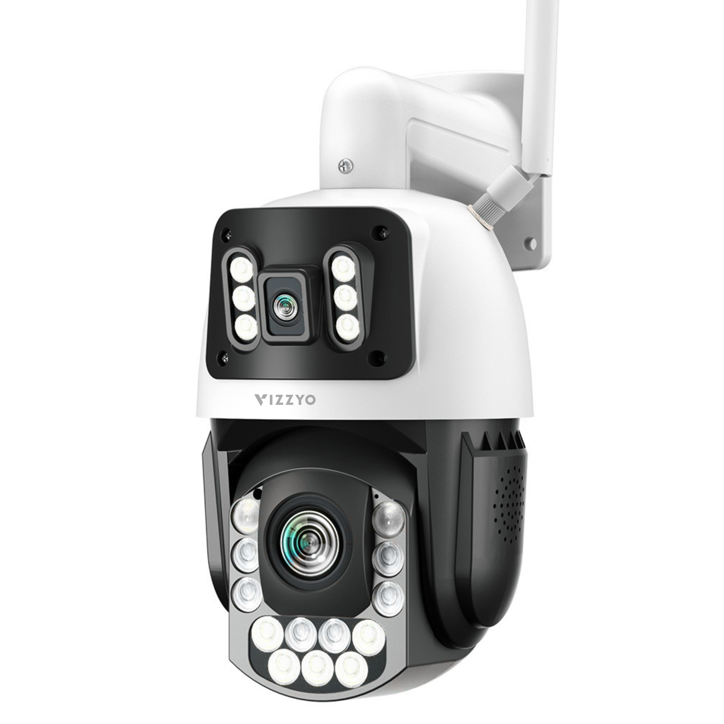 Cameră Supraveghere Dublă WiFi Vizzyo Eagle Pro, 8MP, 2 Camere În 1, Zoom Optic 36X până la 500M, Mod Noapte Color & IR 120M, Detecție Persoane + Urmărire Automată, Audio Bidirecțional, Aplicatie iCsee, IP66, SD 128GB