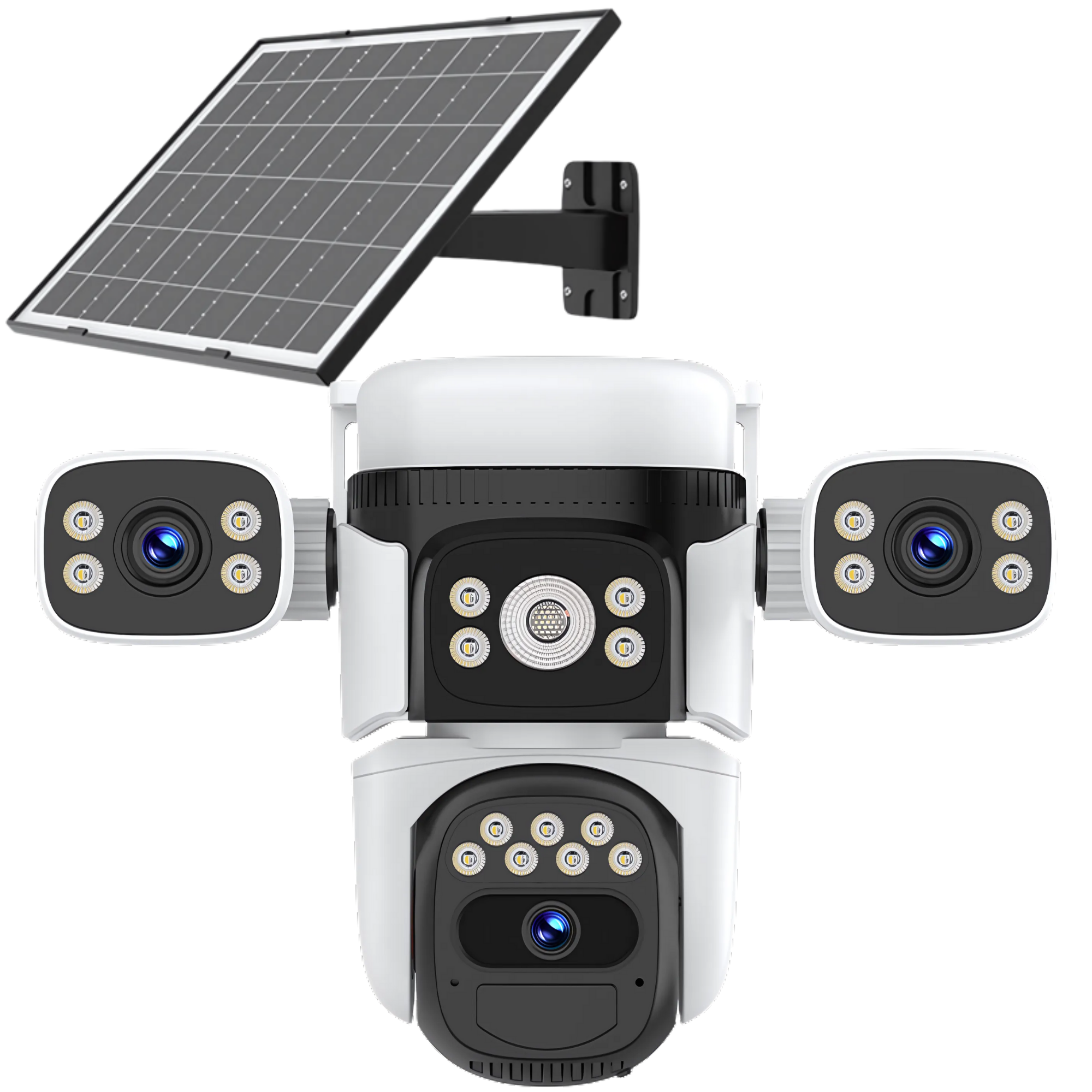 Cameră Supraveghere 4G Vizzyo Ultra Defender Solară, Cartelă SIM + Panou Solar, 12MP, 3 Camere În 1, Viziune Nocturnă Color, Detecție Mișcare & Urmărire Automată, Audio Bidirecțional, Control din Aplicatie, IP66, HDR, ISP, SD 256GB