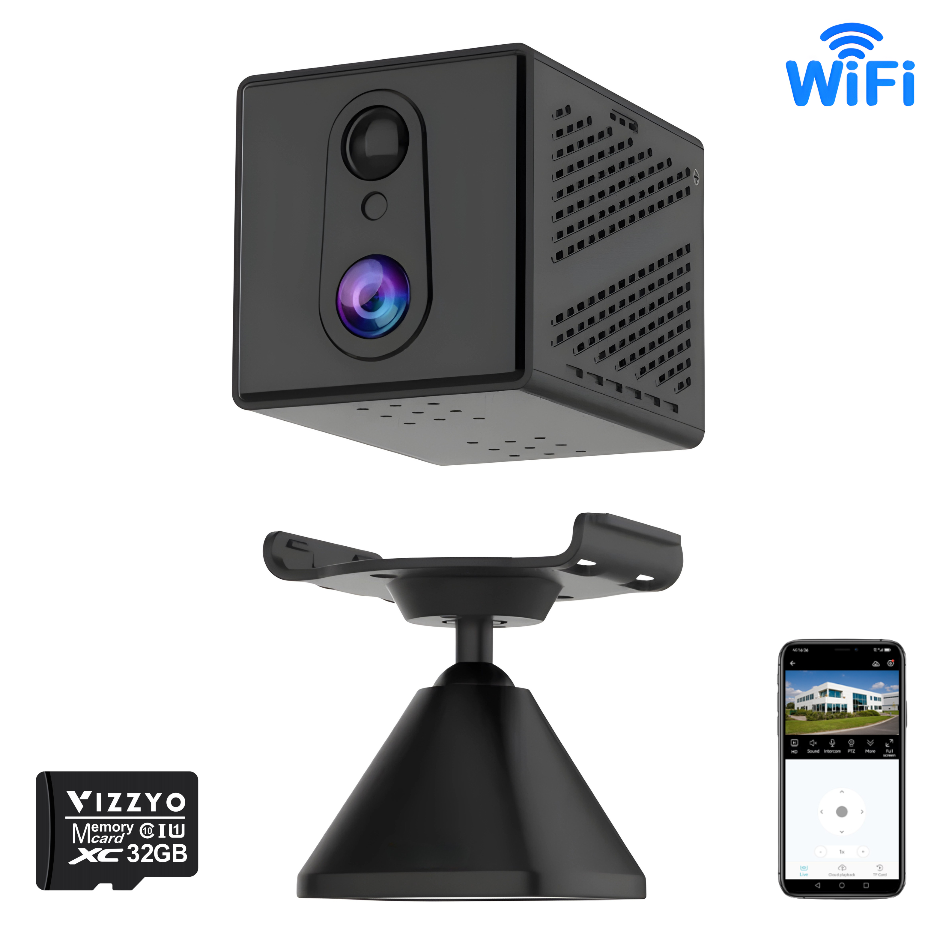 Mini Cameră WiFi Vizzyo Micro Eye, Ultra-Compactă, 4MP, baterie 2000mAh, Wi-Fi Dual Band, Unghi Ultra-wide, Senzor PIR, Detecție Persoane, Night Vision IR 940 nm Invizibil, Audio Bidirecțional, Cloud Gratuit, Control din Aplicația O-KAM Pro, SD 256GB