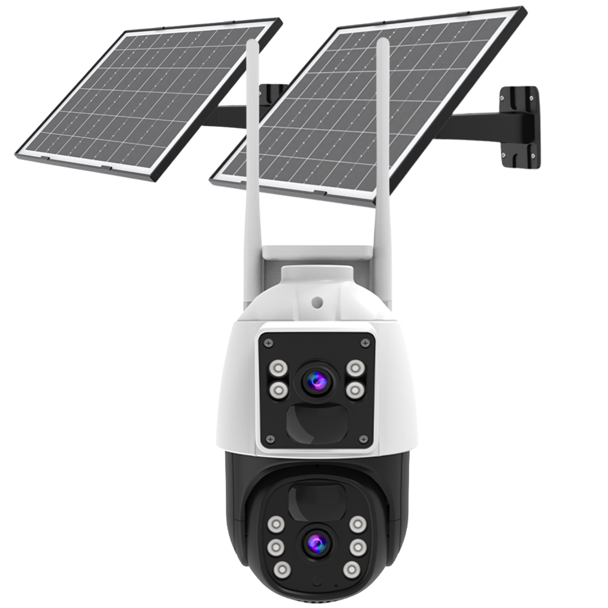 Cameră Supraveghere Solară 4G Vizzyo Nova Guardian, Slot Cartelă SIM, 2 Panouri Solare, Baterie Integrată, 8MP, 2 Lentile, Mod Noapte Color & IR, Detecție Mișcare & Urmărire Automată, Audio Bidirecțional, Control din Aplicatie, IP66, HDR, ISP, SD 256GB