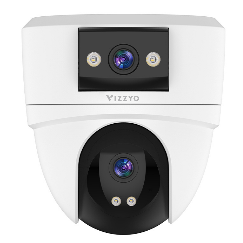 Cameră Supraveghere WiFi Vizzyo Dual Dome, 8MP, 2 Camere În 1, Viziune Nocturnă Color, Acoperire Panoramică 360°, Detecție Mișcare & Urmărire Automată, Audio Bidirecțional, Control din aplicatie, IP66, HDR, ISP, SD 256GB