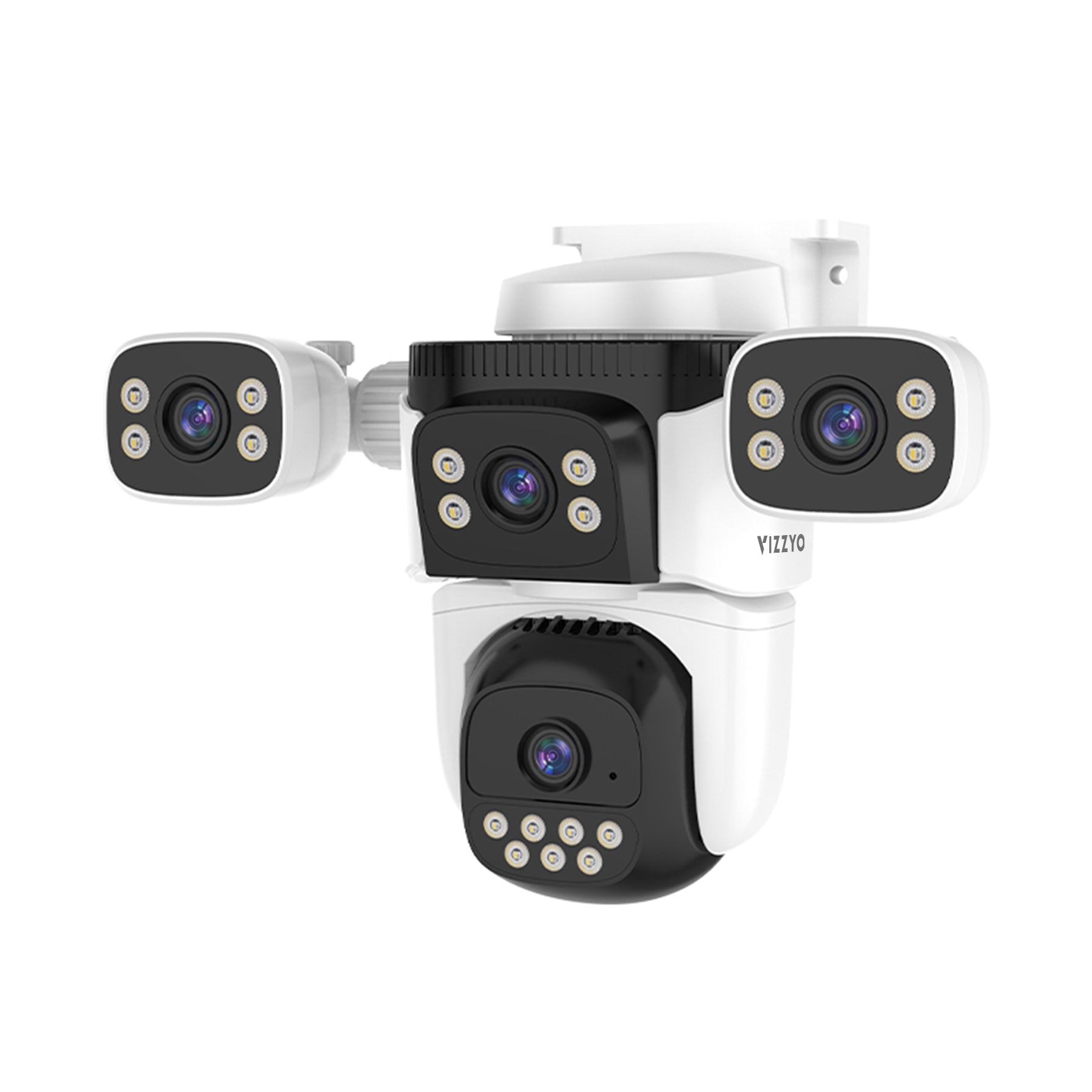 Cameră Supraveghere WiFi Vizzyo Ultra Defender Max, 16MP, 4 Camere În 1, Viziune Nocturnă Color, Acoperire Panoramică 360°, Detecție Mișcare & Urmărire Automată, Audio Bidirecțional, Control din aplicatie, ISP, IP66, WDR, SD 256GB