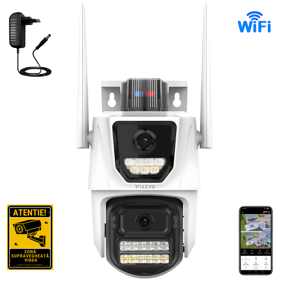 Cameră Supraveghere Dublă WiFi Vizzyo Dual Force