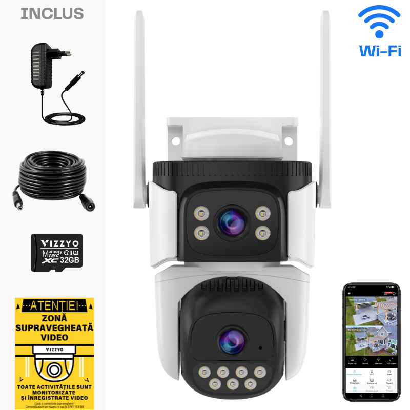 Camera de Supraveghere WIFI Dubla - VIZZYO Dual Defender