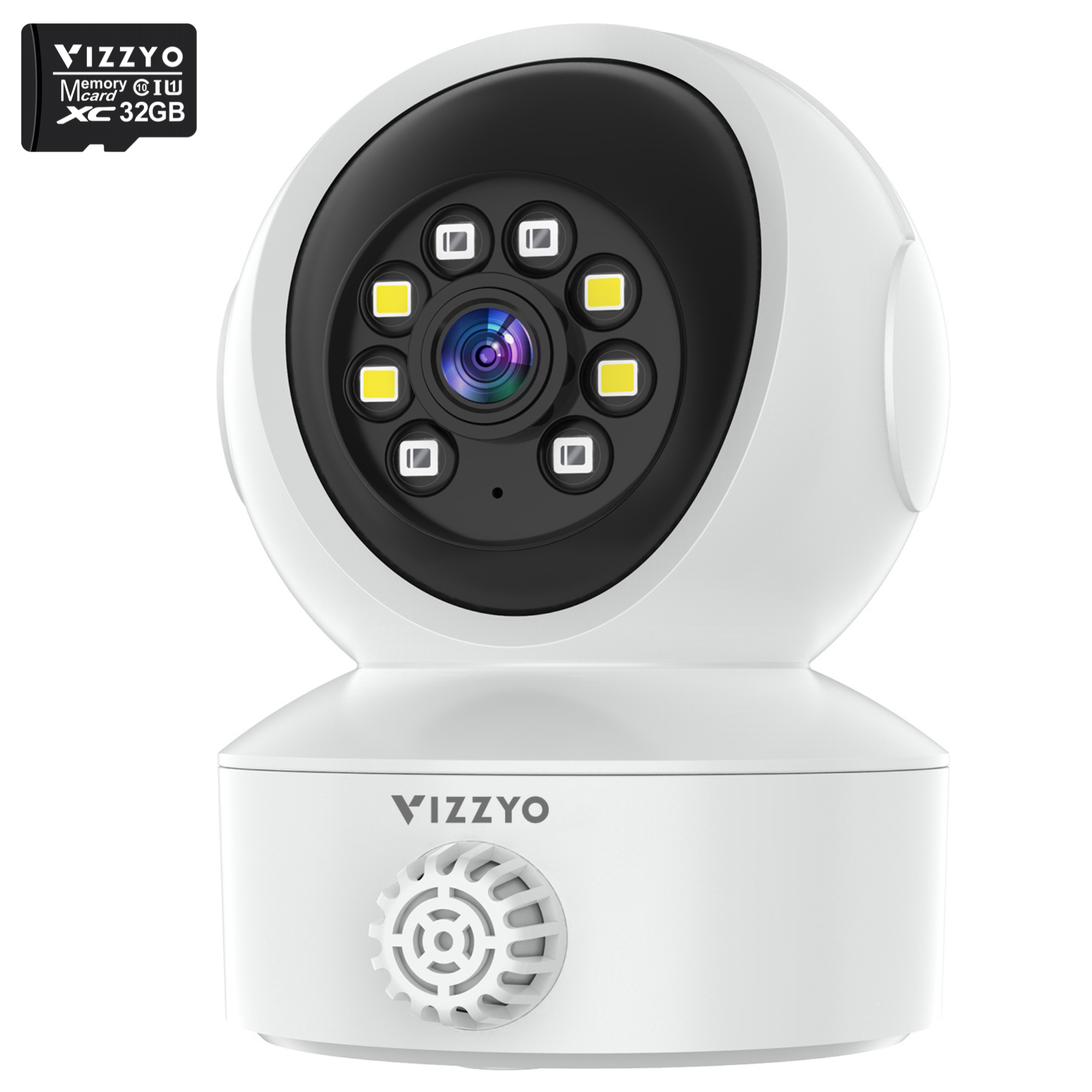 Cameră Supraveghere WiFi Vizzyo Sense, cu Senzor Fum + Gaze, 5MP, Detecție Umană cu Urmărire Automată, Viziune Nocturnă Color, Acoperire Panoramică 360°, Audio Bidirecțional, Alerte Instant, Control din Aplicație, HDR, ISP, SD 256GB
