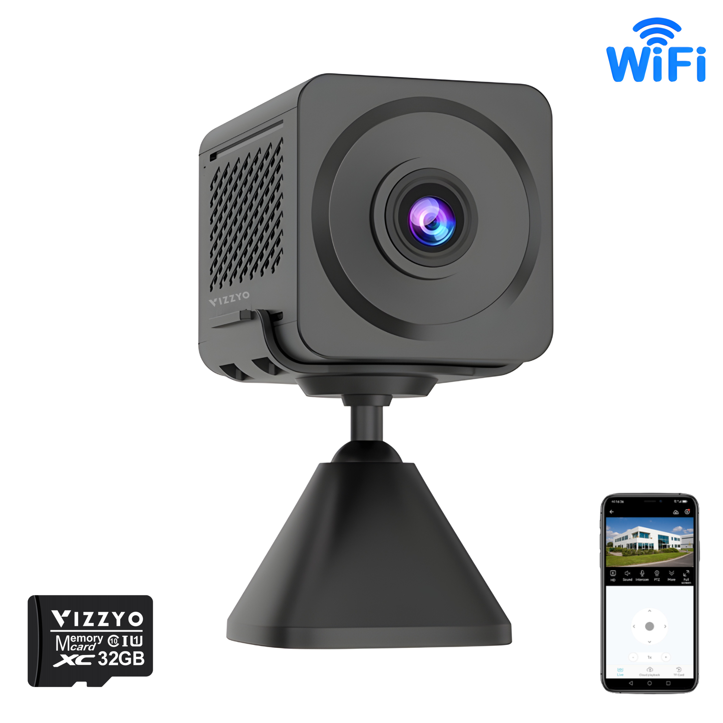 Mini Cameră WiFi Vizzyo Micro Dot DarkFighter, Ultra-Compactă, 4MP, 25FPS,Vedere Nocturnă Color Black Light, ISP, Baterie 1000mAh, Lentilă 4MM F1.0, Detecție Persoane, Audio Bidirecțional, Aplicația O-KAM Pro, Cloud Gratuit, SD 256