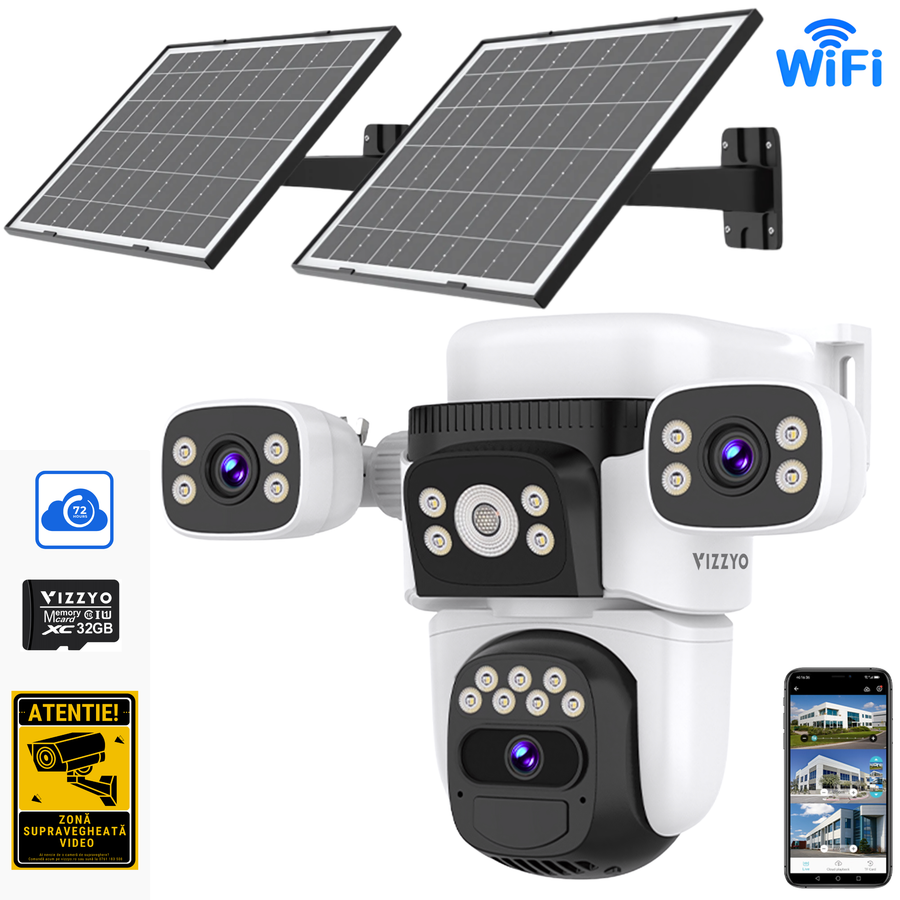 Cameră Supraveghere WiFi Solară Vizzyo Ultra Defender WS2