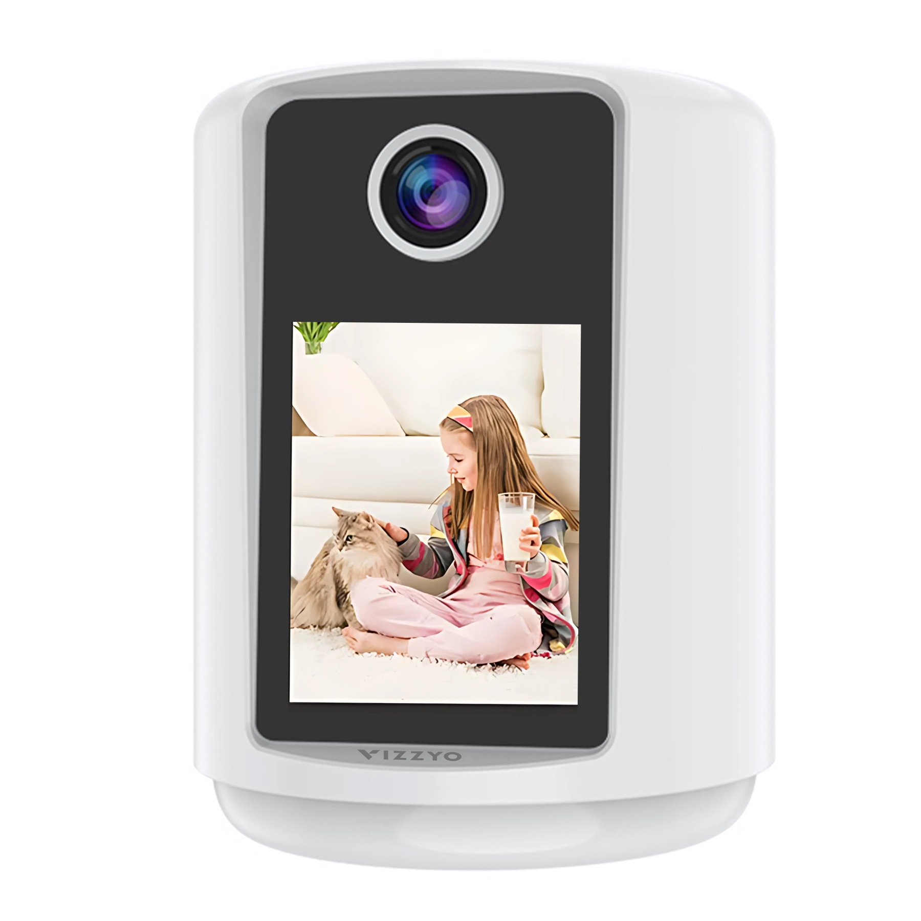 Cameră Video Call & Supraveghere WiFi Vizzyo Link, 5MP, Apel Video la Buton, Ecran Incorporat, Lumină de Veghe, Audio-Video Bidirecțional, Detecție Umană cu Smart Tracking, Control din Aplicație, ISP, HDR, SD 256GB