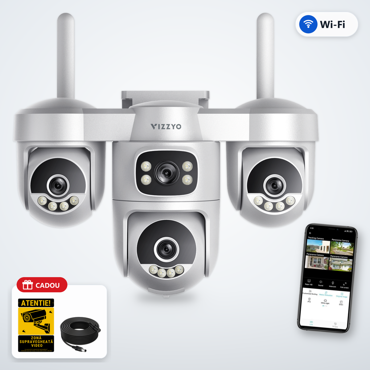 Cameră Supraveghere WiFi VIZZYO Atlas 4 – cameră, aplicație și cadou