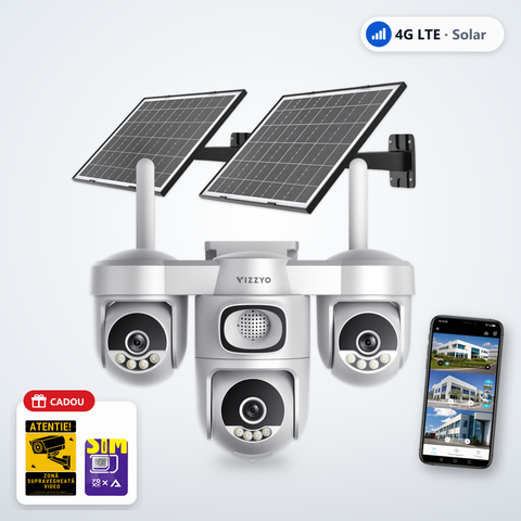 Cameră Supraveghere 4G Solară Vizzyo Atlas Solar 3 – cameră, aplicație și cadou
