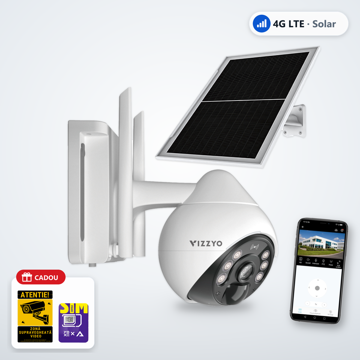 Cameră Supraveghere 4G Solară cu Cartelă SIM Eye Drop Pro – cameră, aplicație și cadou