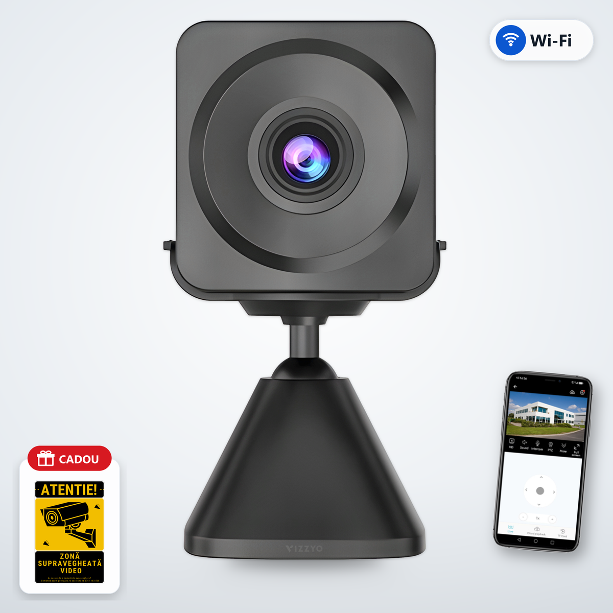 Mini Cameră WiFi Vizzyo Micro Dot DarkFighter – cameră, aplicație și cadou