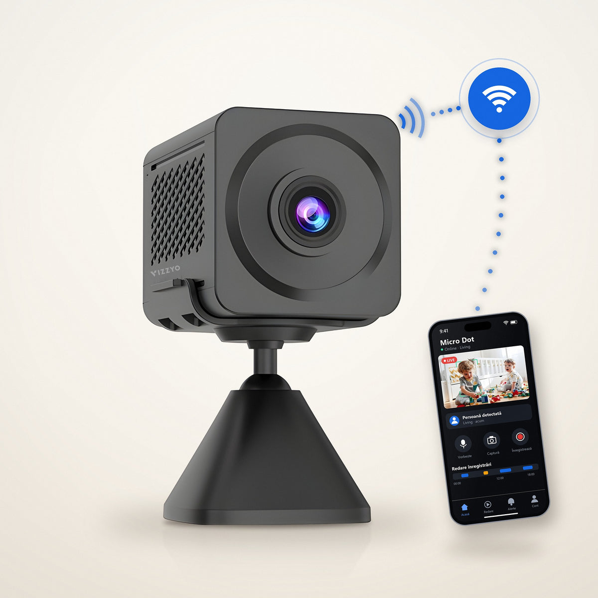 
Vizzyo Micro Dot DarkFighter – vezi live pe telefon prin WiFi, în aplicația O-KAM Pro