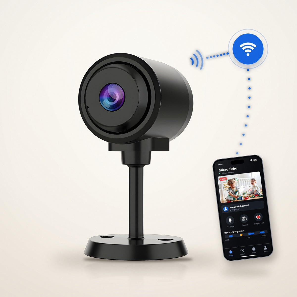 
Vizzyo Micro Echo – vezi live pe telefon prin WiFi, în aplicația O-KAM Pro