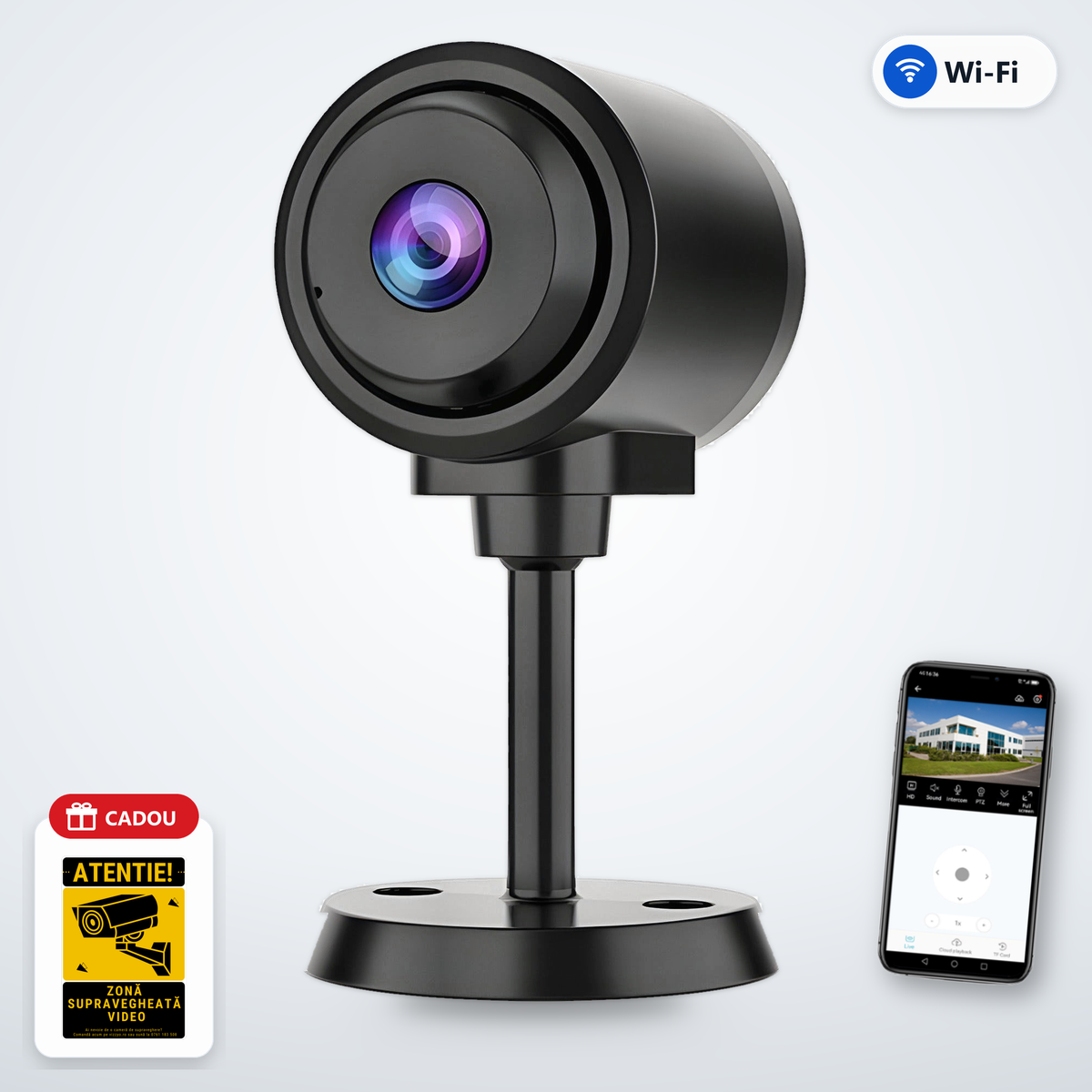 Mini Cameră WiFi Vizzyo Micro Echo – cameră, aplicație și cadou