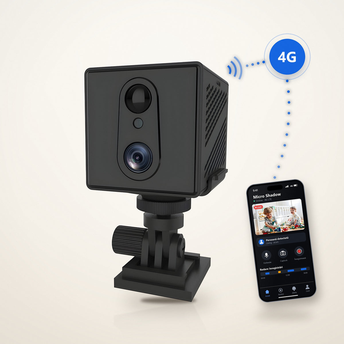 
Vizzyo Micro Shadow – vezi live pe telefon prin 4G, în aplicația O-KAM Pro