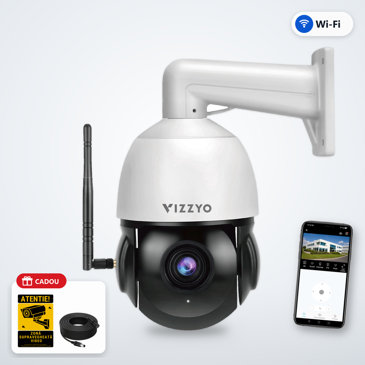 Cameră Supraveghere WiFi/LAN/POE Vizzyo Supreme Pro – cameră, aplicație și cadou