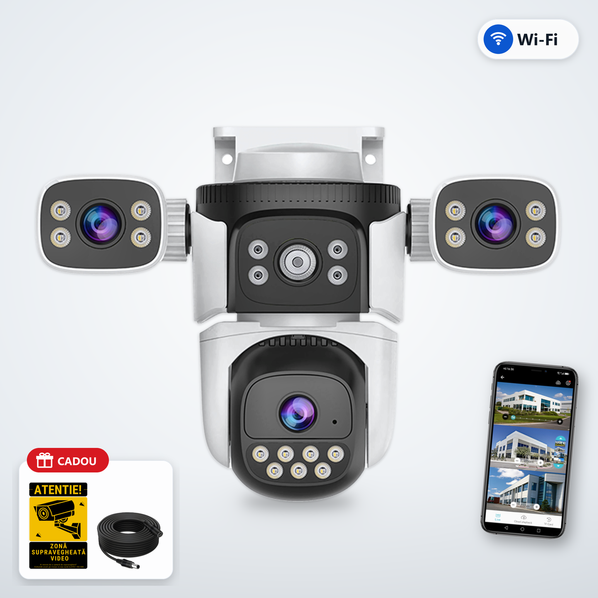 Cameră Supraveghere WiFi Vizzyo Ultra Defender – cameră, aplicație și cadou